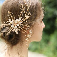 小枝アクセサリー小枝イヤリングリーフゴールド花ガーデンウェディングナチュラルアンティークヘッドピースウェディングブライダル結婚式ウエディング