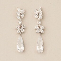 ビジュー ジルコニアピアス ロングピアスビジューピアス　パール ブライダルピアス ウェディング アクセサリー クリスタル シルバー 結婚式 cz ジルコニアイヤリング