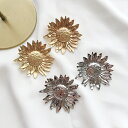 ひまわり ピアス ゴールド シルバー 大ぶりピアス 向日葵 ヒマワリ アクセサリー ヴィンテージ メタルフラワー 花 和装 振袖 成人式 結婚式 ブライダルピアス ウェディング(4)