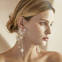 小枝ピアス 小枝イヤリング ブライダルピアス ブライダルイヤリング 小枝アクセサリー シフォン 布花 大ぶりピアス 花 花びら ピアス ペタルピアス ホワイト ロングピアス ブライダル ウェディング ピアス カッコイイ モード アクセサリー 和装