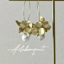 ブライダル ピアス イヤリング ウェディング 花 フープ ゴールド フラワー 花 ピアス パール バロックパール 揺れる アンティーク ヴィンテージ 大ぶりピアス アクセサリー ナチュラル レトロ 和装 成人式 前撮り 後撮り 結婚式 フープピアス
