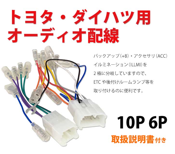 【メール便 送料無料】『オーディオ配線キット』TOYOTA トヨタ SAI H25.09 ～ H29.11 10P 6P隙間 埋める ワイドパネル付 ナビ オーディオ 取付け オーディオハーネス カプラーオン 取付簡単 ワイドサイズ対応 車 パーツ ナビゲーション 取付キット 2