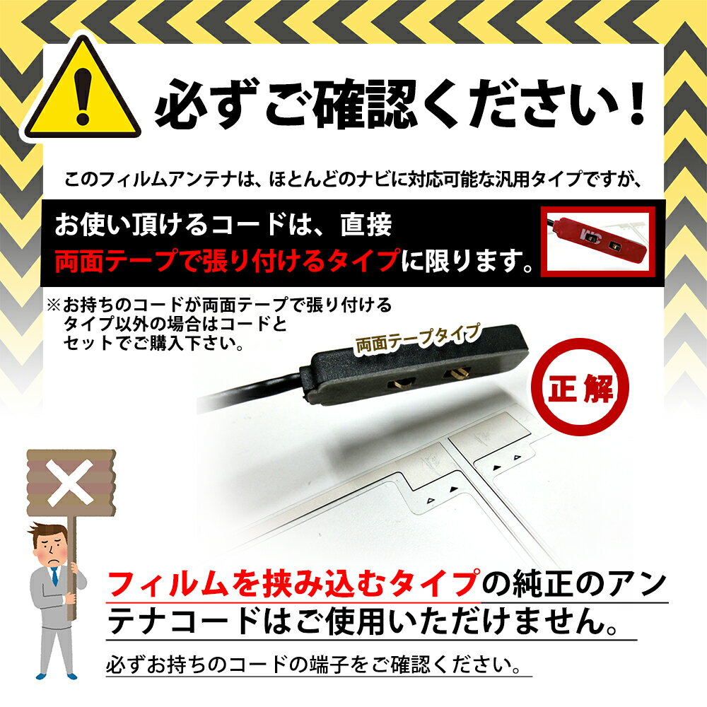 【メール便送料無料】 L型 フィルムアンテナ 4本セット カロッツェリア 2017年モデル AVIC-CW700II 地デジ フルセグ ワンセグ 汎用 左右各2枚 カーナビ ナビ 載せ替え 補修 交換