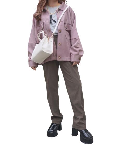 Rakuten - High Waist Stretch Pants（mocha brown）女性　レディース　ボトムス　ハイウエストパンツ　モカブラウン　ストレッチ　フロントボタン　ジップアップ　カジュアル　シンプル　オフィス　カジュアル　大人カジュアル　きれいめ　美脚　A.D.G　エーディージー　送料無料