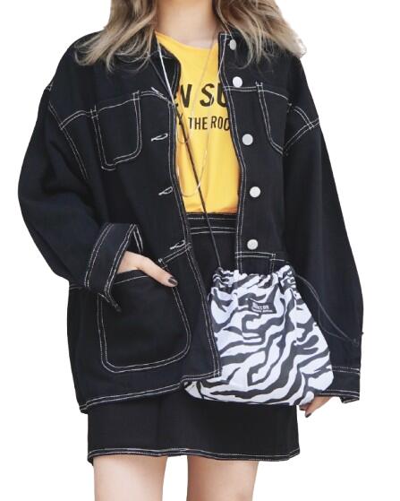White Stitch Black Denim Jacket&Skirt 2P SETUP【セットアップ】【ブラックデニム】【デニムジャケット】【デニムスカート】【セットアップ】【Gジャン】【ADG】【A.D.G】【エーディージー】送料無料