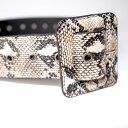 Square Buckle Python Belt (beige)【パイソン柄】【アニマル柄】【ベルト】【スクウェアバックル】【ベージュ】【サイズ調整可能】【ADG】【A.D.G】【エーディージー】