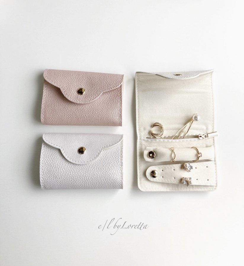 (全2色)Dsign mini jewelry pouch アクセサリー ミニ ジュエリー ポーチ 個性的 おしゃれ オプション PINK ピンク WHITE ホワイト ワンポイント エルバイロレッタ E/LbyLoretta EL