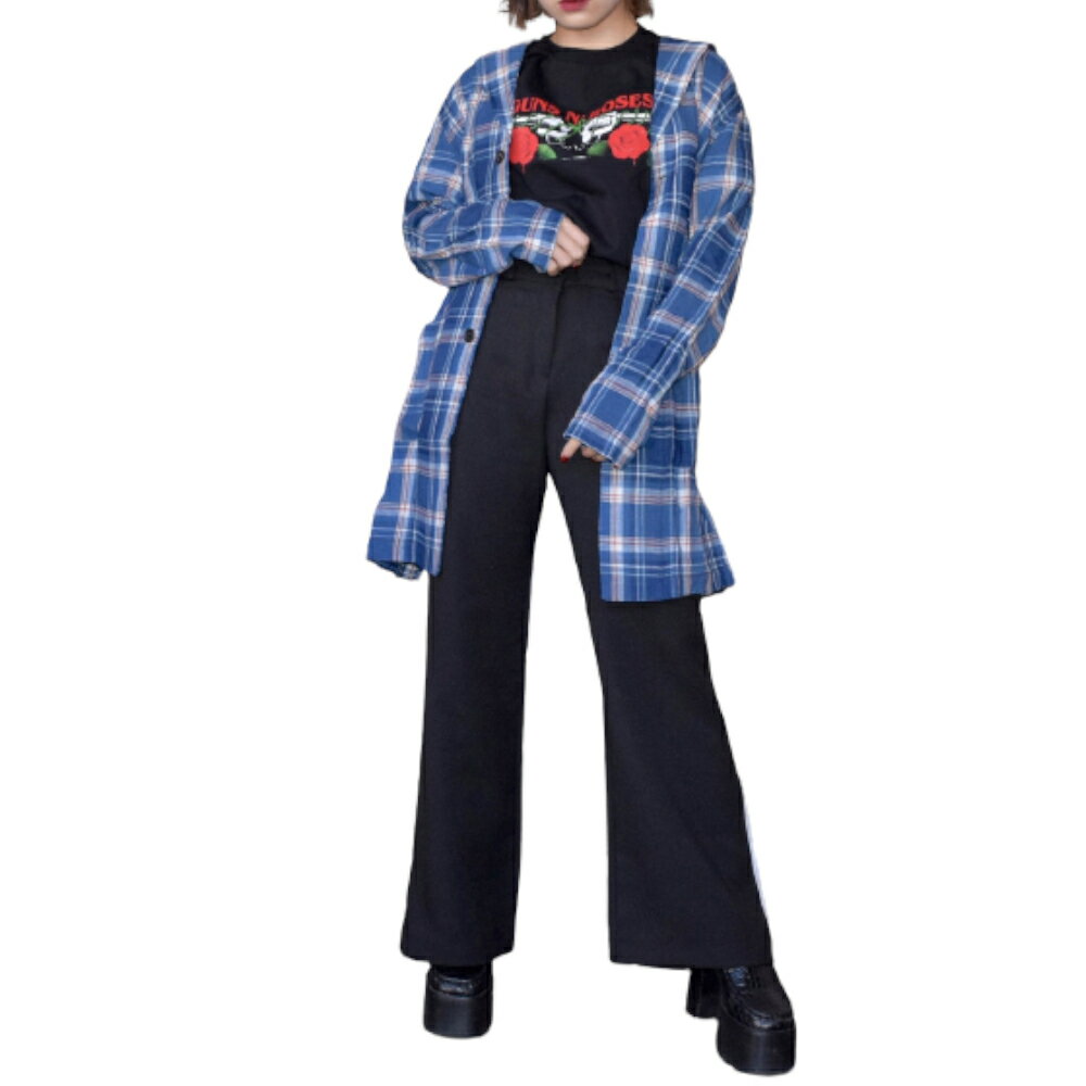 CHECK LONG GOWN-COAT（BLUE）女性 レディース アウター　ガウンコート　チェック　春　秋　シンプル　..