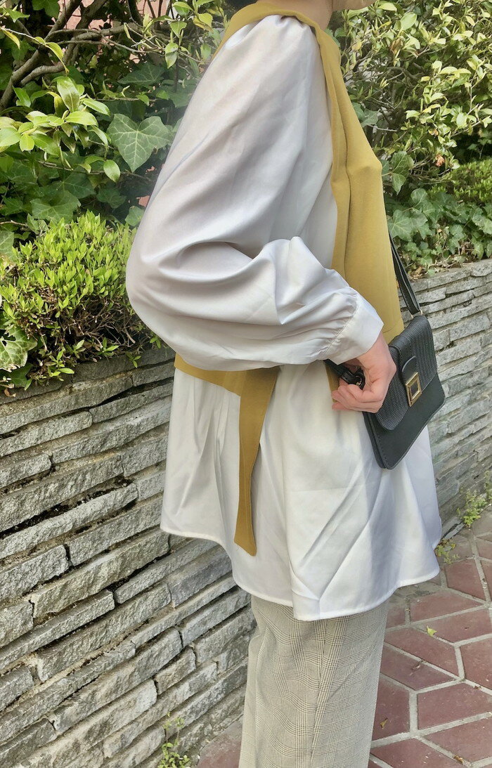 Vest Docking Design Blouse Tunic (mustard yellow) レディース　チュニック　トップス　イエロー　マスタード　女性　ノースリーブ　おしゃれ　お洒落　ファッション　洋服　アパレル　ブランド　A.D.G 　ADG 　エーディージー　送料無料