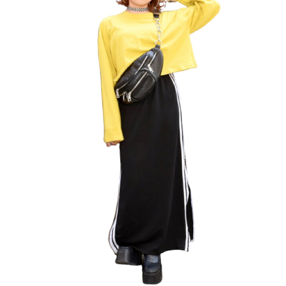 WIDE SLEEVE LOOSE TOPS（mustard）女性 レディース ルーズトップス 長袖 クロップド丈 ショート丈 ワイドスリーブ マスタード　イエロー　シンプル　カジュアル　大人かわいい　ガーリー　フェミニン　ストリート　スポーティ　マニッシュ　エーディージー　A.D.G　送料無料