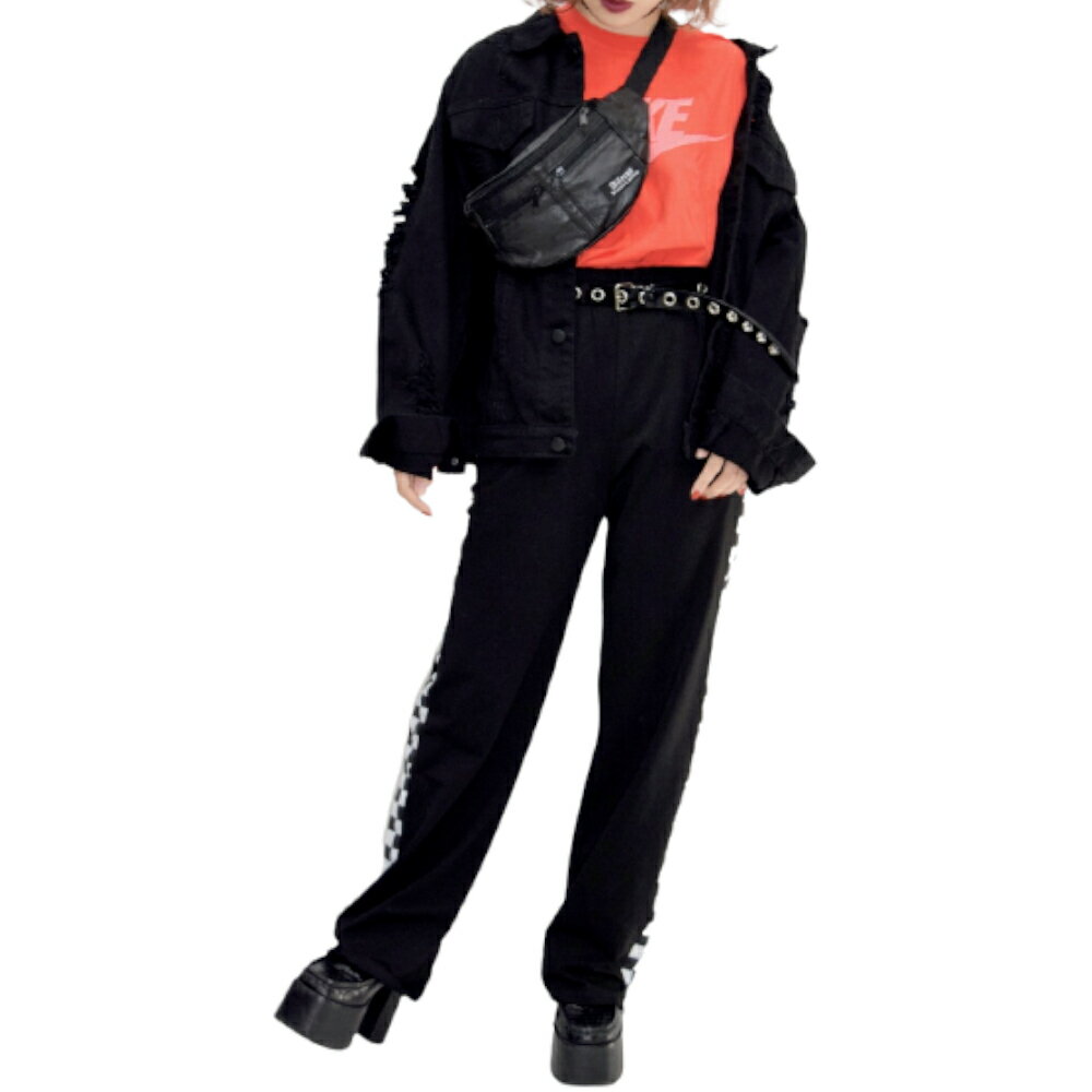 BROKEN BLACK DENIM JACKET 女性 レディース アウター ジャケット デニム クラッシュデニム ブラック　..