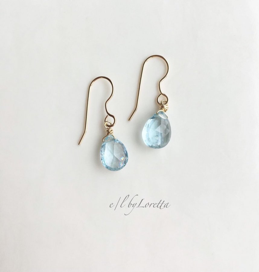 アクアマリン Drop pierce/earring　アクセサリー　ピアス　イヤリング　BLUE　ブルー　青　GOLD　ゴールド　金　送料無料　レディース　女性　大人可愛い　かわいい　フェミニン　上品　お洒落　おしゃれ　カジュアル　エルバイロレッタ　E/L byLoretta　E/L