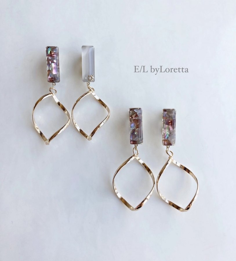 Rakuten - (全2色)Shell stick oval hoop pierce/earring　アクセサリー　ピアス　イヤリング　WHITE　ホワイト　白　GOLD　ゴールド　金　レディース　女性　大人可愛い　かわいい　フェミニン　上品　お洒落　おしゃれ　カジュアル　エルバイロレッタ　E/L byLoretta　E/L