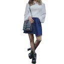 Irregular Hem Wrap Denim Mini Skirt (Indigo)@