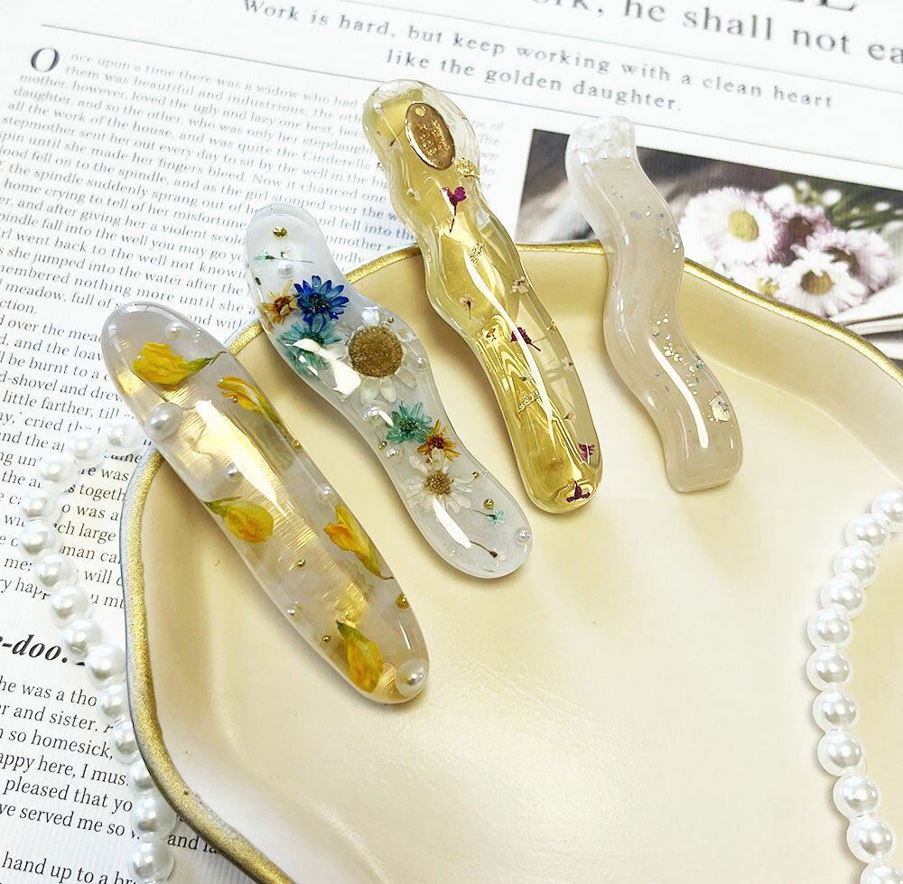 レジン バレッタモールド ヘアピンセット レジン液 金具パレードパーツ5個付き ヘ...
