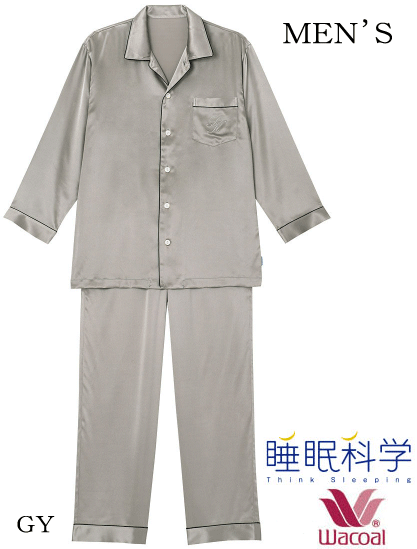 ワコールパジャマ 絹100％ シルクサテン紳士・メンズ【ロング袖ロングパンツ】【送料無料】