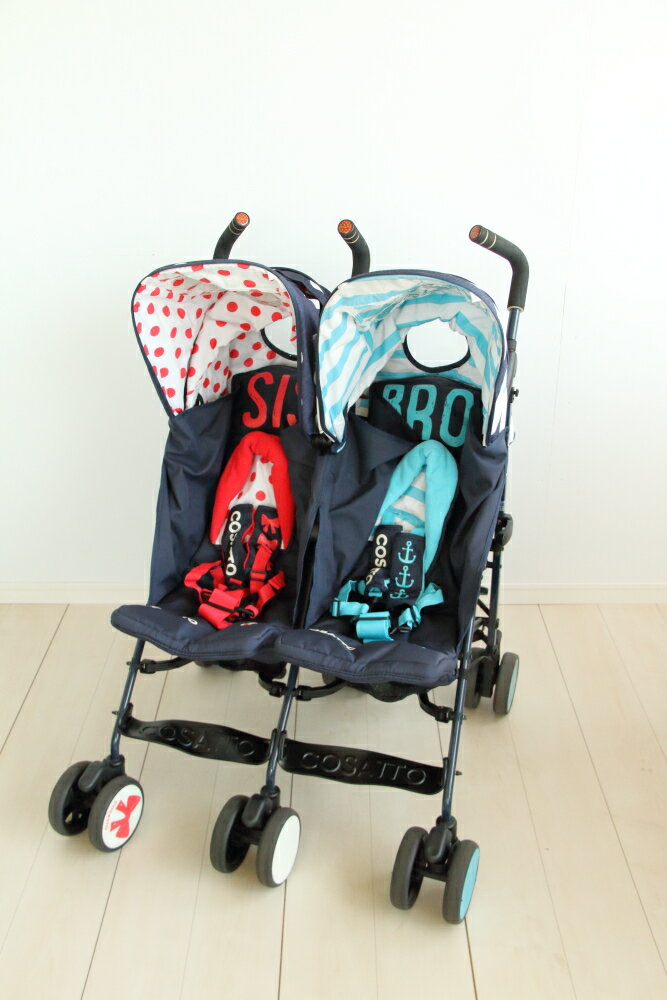 【中古No240417-1】コサット Supa Dupa(スパドゥパ) Sis&Bro4(シスブロ4) 【自立するための部品不良で自立不可のためお安くなっています】【横型2人乗りベビーカー】 /二人乗り 新生児〜 双子 兄弟 リクライニング かわいい
