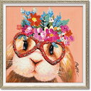 オイルペイントアート花かんむり OP-070674996953292752/ うさぎ ウサギ オイルペイント ハンドペイント アート モダン 絵画 犬 人気 かわいい ユーパワー
