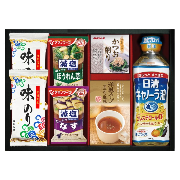 【送料無料】日本の食卓 日清キャノーラ油&アマノフーズ バラエティセット【出産内祝 内祝い 御祝 お祝い】【御中元 御歳暮 お歳暮 結婚内祝い 入学内祝い 新築内祝い 初節句内祝 お返し 返礼】