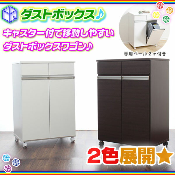 2分別 ダストボックス 引出し付 ゴミ箱 収納 キャスター搭載 ダストワゴン 分別ごみ箱 キッチンゴミ箱 専用ペール付 ♪