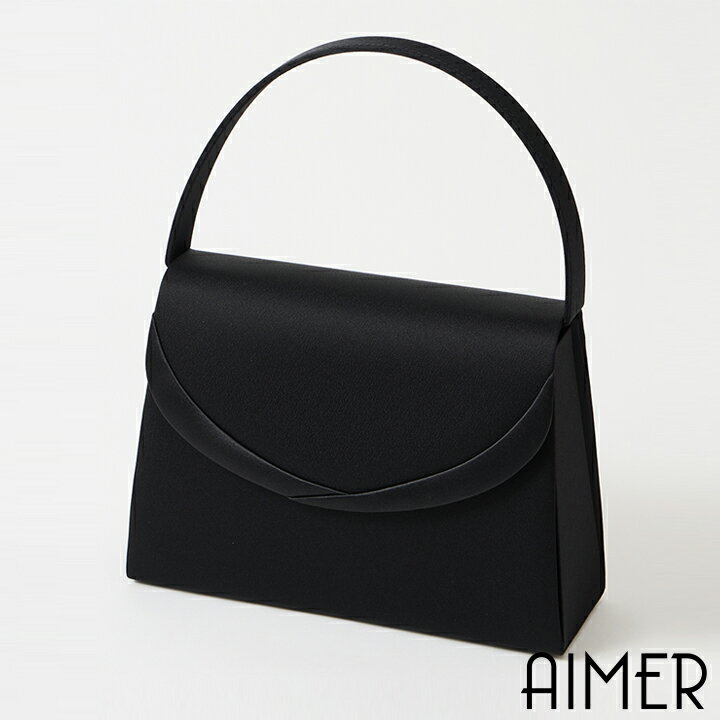 【喪服・礼服用】サテン切り替えブラックバッグ【喪服用バッグ 礼服用バッグ 布製バッグ ブラックフォ..