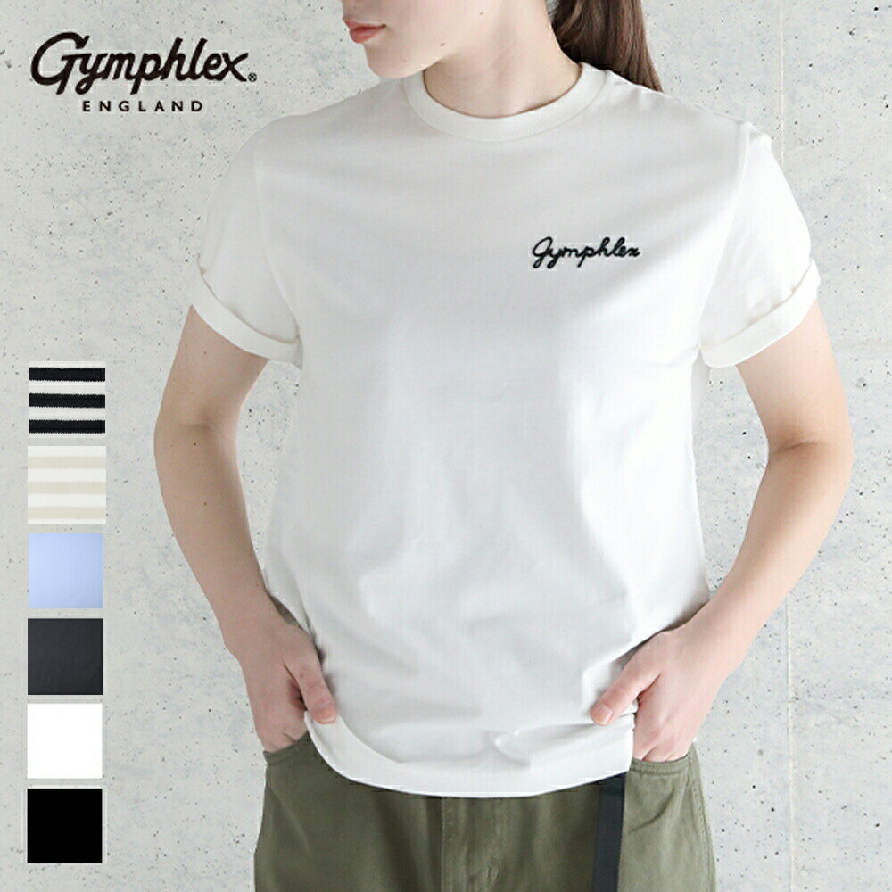 【最大3,000円OFFクーポン】【2024春夏】 ジムフレックス Gymphlex コットンジャージー半袖Tシャツ #J-1155CH 折り返し袖 刺繍 ロゴ 半袖Tシャツ レディース ロールアップ 2024SS