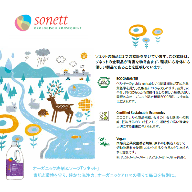 【2本セット】ソネット SONETT ナチュラルウォッシュリキッド 2リットル 2本セット 洗濯用液体洗剤 [2L ソネット 洗剤 洗濯 せんたく 液体洗剤 日用品] | 洗濯洗剤 赤ちゃん ギフト せんざい 液体【ラッピング不可】