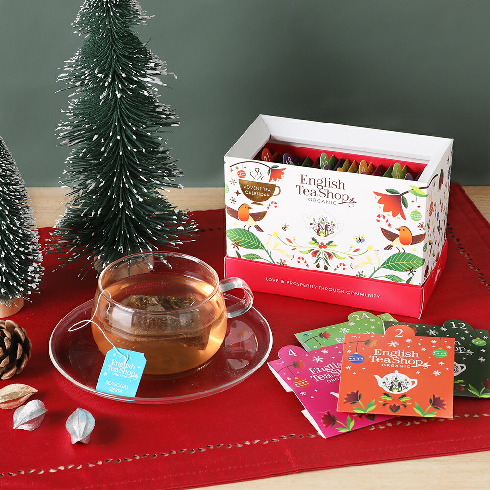 楽天サンテラボ【最大12％OFFクーポン！】English Tea Shop（イングリッシュティーショップ） アドベンティーカレンダー　ティーバッグサシェ ホワイト レッド クリスマス X'mas アドベントカレンダー ギフト 有機JAS 紅茶 ハーブティ プレゼント