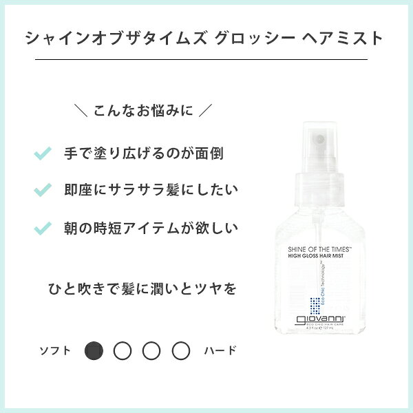 【9/15限定！抽選で最大100%ptバック】 ジョヴァンニ (giovanni) Eco Chic シャインオブザタイムズ グロッシー ヘアミスト 127ml │ 洗い流さない アウトバス スプレー 濡れ感 ツヤ ソフト スタイリング ミスト トリートメント オーガニック aimere-10019783 サンテラボ サンプル画像2