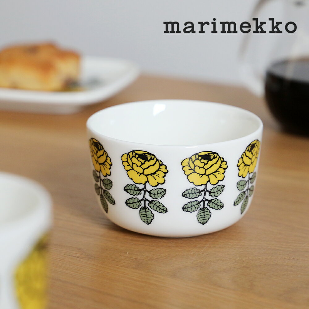 マリメッコ 【正規品】【2024春限定カラー】marimekko / マリメッコ ヴィヒキルース ボウル Vihkiruusu bowl 2.5dl イエロー ホワイト カラー55