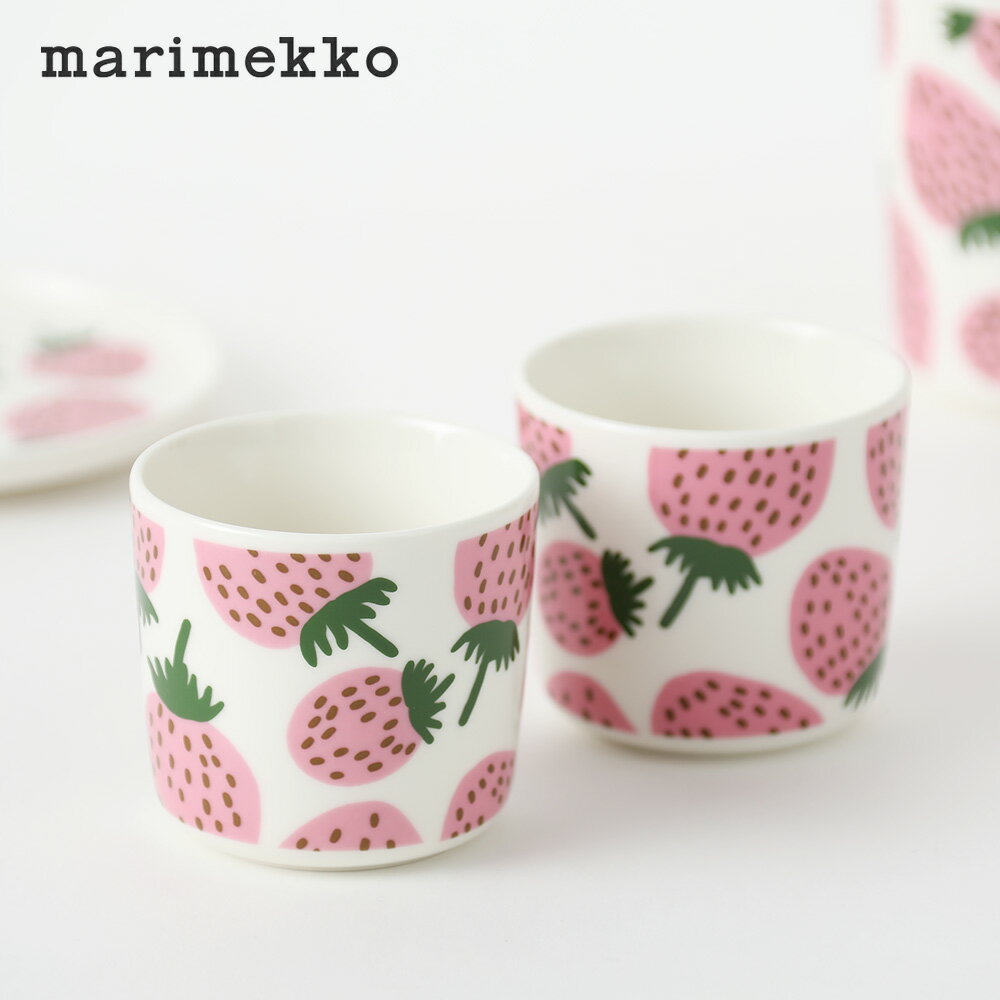 【正規品】【2023春 アジア限定カラー】marimekko / マリメッコ マンシッカ ラテマグ コーヒーカップセット 200ml 2個入り mansikka ギフト 箱入り 箱付き プレゼント いちご【クーポン対象外】