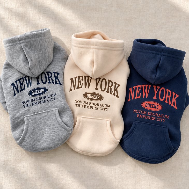 NEW YORKロゴ入りフード付きドッグパーカー 小型犬用 ペットウェア