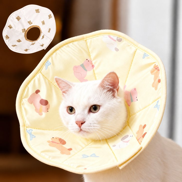 猫用エリザベスカラー ソフトタイプ XS S M L 柄を選べる布製の首まわり保護用品【g138】