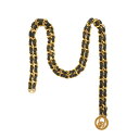 【中古・VINTAGE】シャネル ココマーク チェーンベルト レザー ブラック ゴールド ヴィンテージ CHANEL Coco Mark Chain Belt