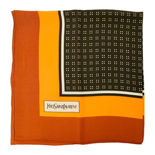 【中古・VINTAGE】 YVES SAINT LAURENT イヴサンローラン スカーフ ブラック マルチカラー シルク ヴィンテージ Scarf 【中古・VINTAGE】 YVES SAINT LAURENT イヴサンローラン スカーフ ブラック マルチカラー シルク ヴィンテージ Scarf