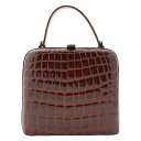 【中古・VINTAGE】 RECREATION リクリエーション クロコ型 ハンドバッグ ブラウン レザー ヴィンテージ Crocodile Style Handbag OTHER BAGS