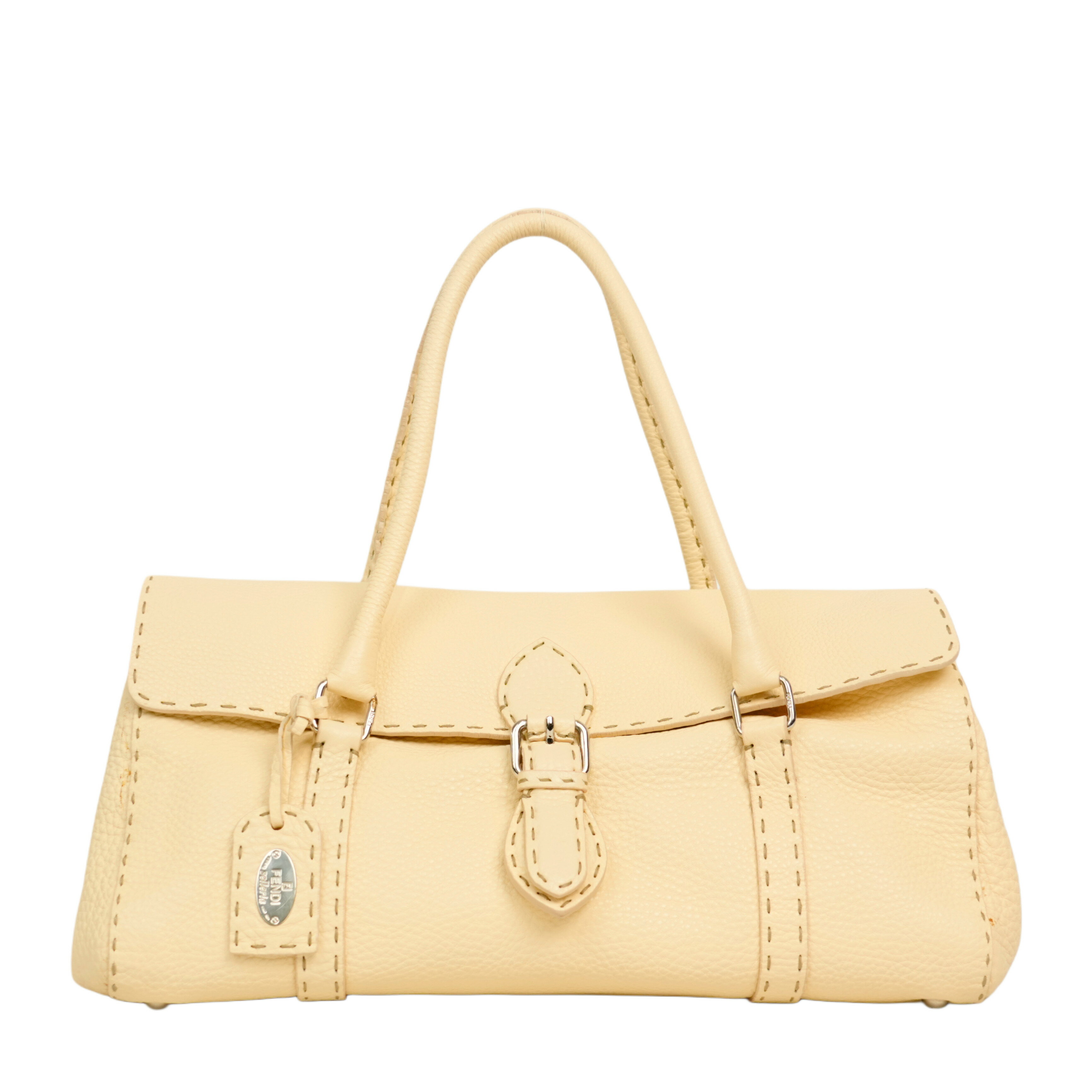 FENDI - 【マラソン5/9 20時〜P5倍＆クーポンあり】【中古・VINTAGE】 FENDI フェンディ セレリア ハンドバッグ クリーム シャンパンゴールド レザー ヴィンテージ Selleria Handbag