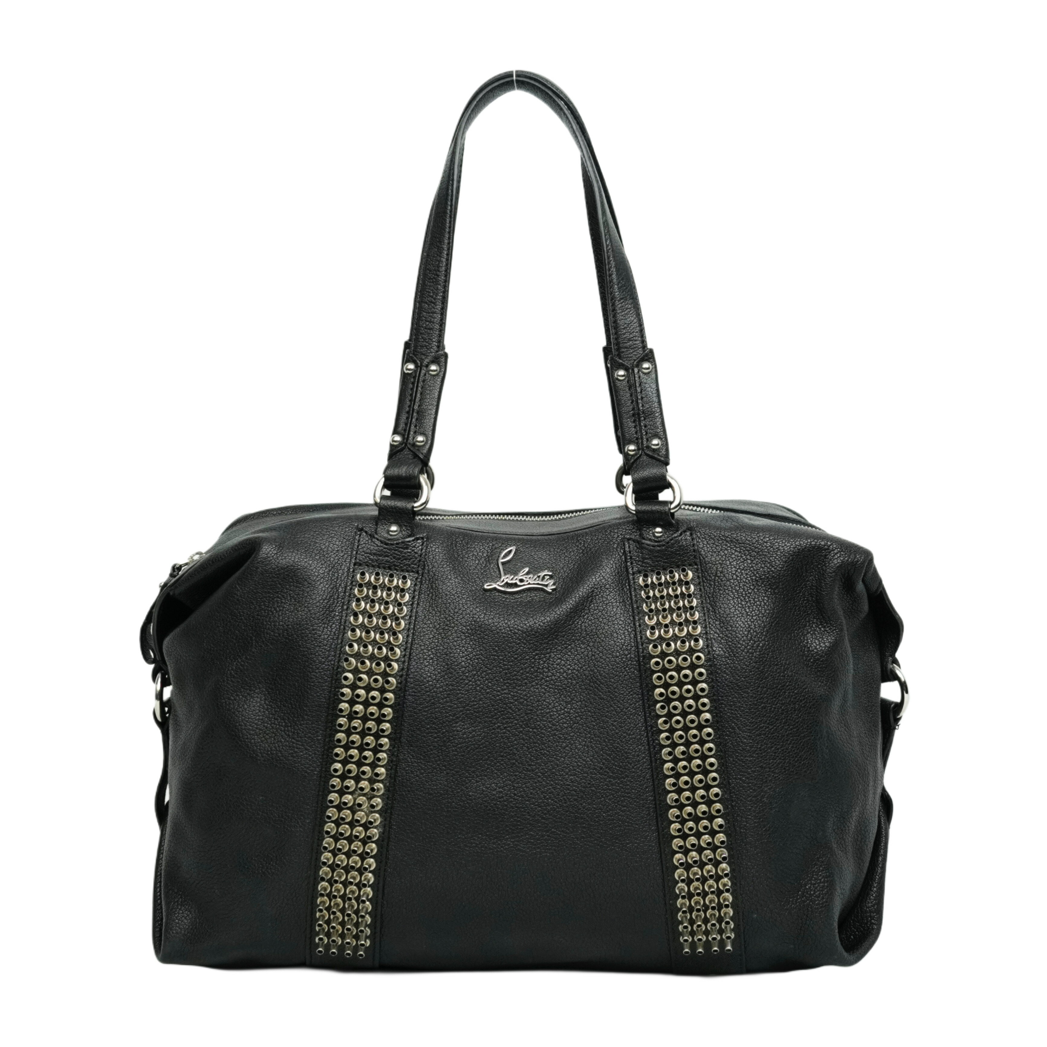 【中古・VINTAGE】 レザー トートバック ブラック シルバー レッド レザー ヴィンテージ Leather Tote Bag