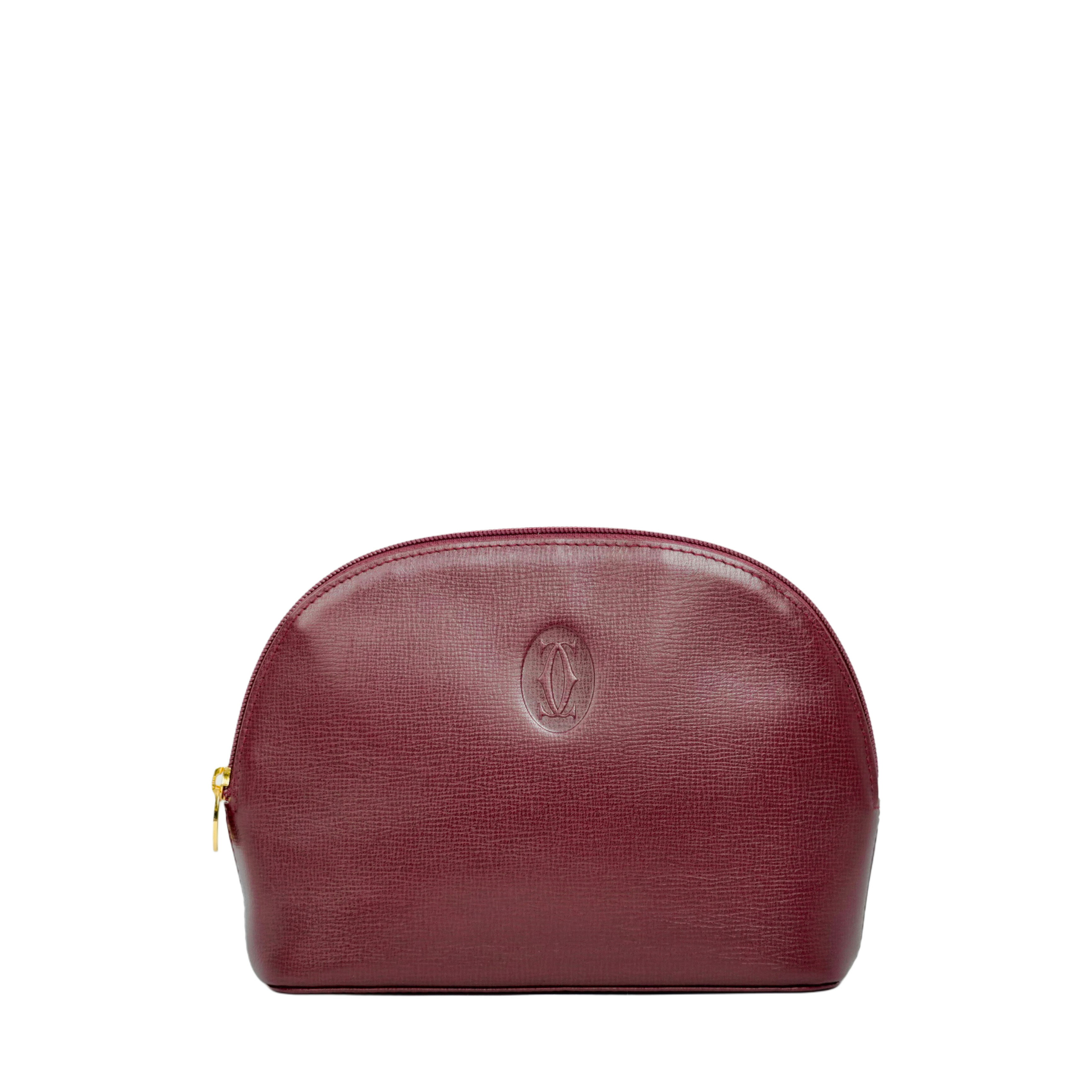 【スーパーSALE P5倍＆クーポン】【中古・VINTAGE】 CARTIER カルティエ マストライン ポーチ ボルドー ゴールドPVCコーティングキャンバス ヴィンテージ