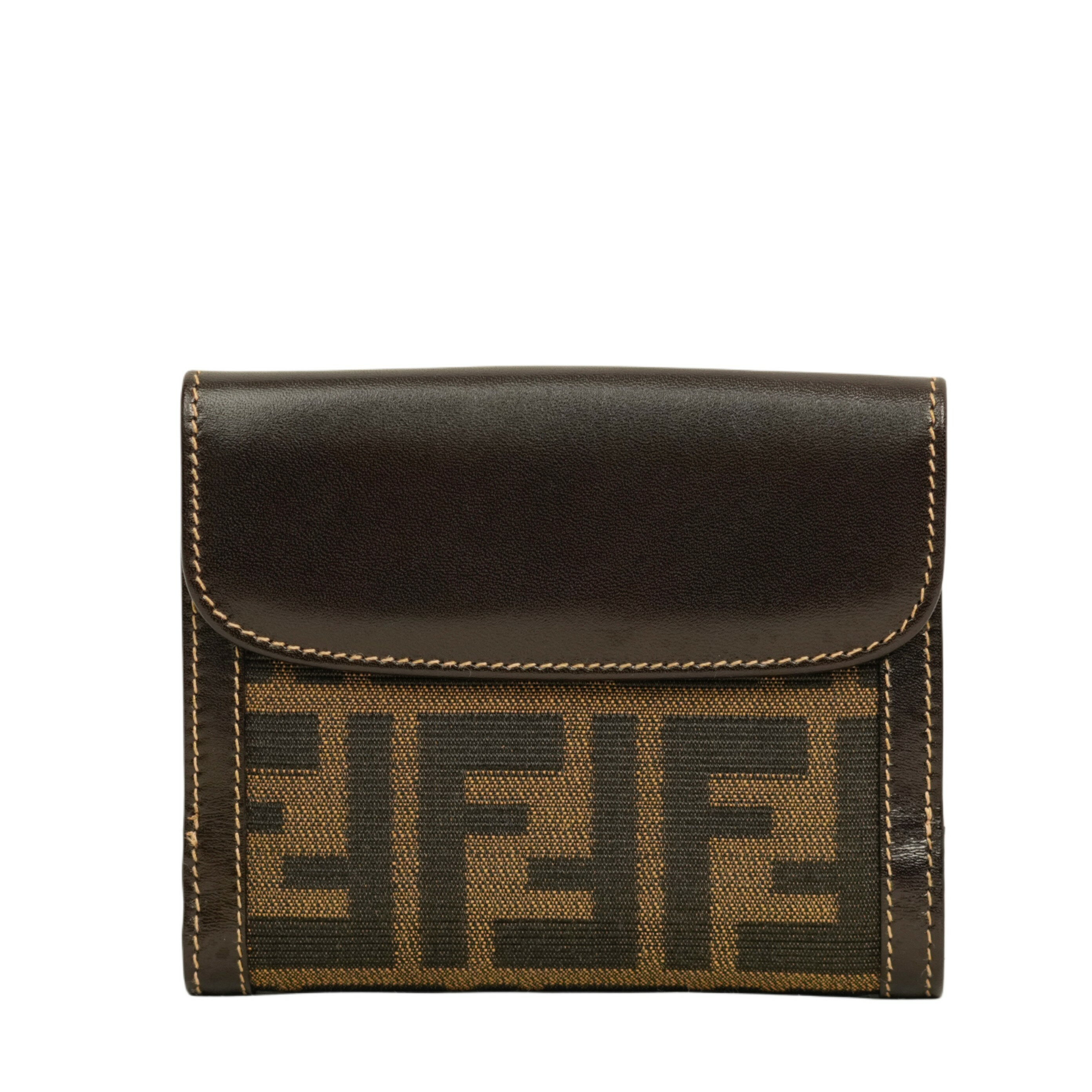FENDI - 【マラソン5/9 20時〜P5倍＆クーポンあり】【中古・VINTAGE】 FENDI フェンディ ズッカ 二つ折り 財布 ブラウン ゴールドキャンバス レザー ヴィンテージ Zucca Bifold Wallet