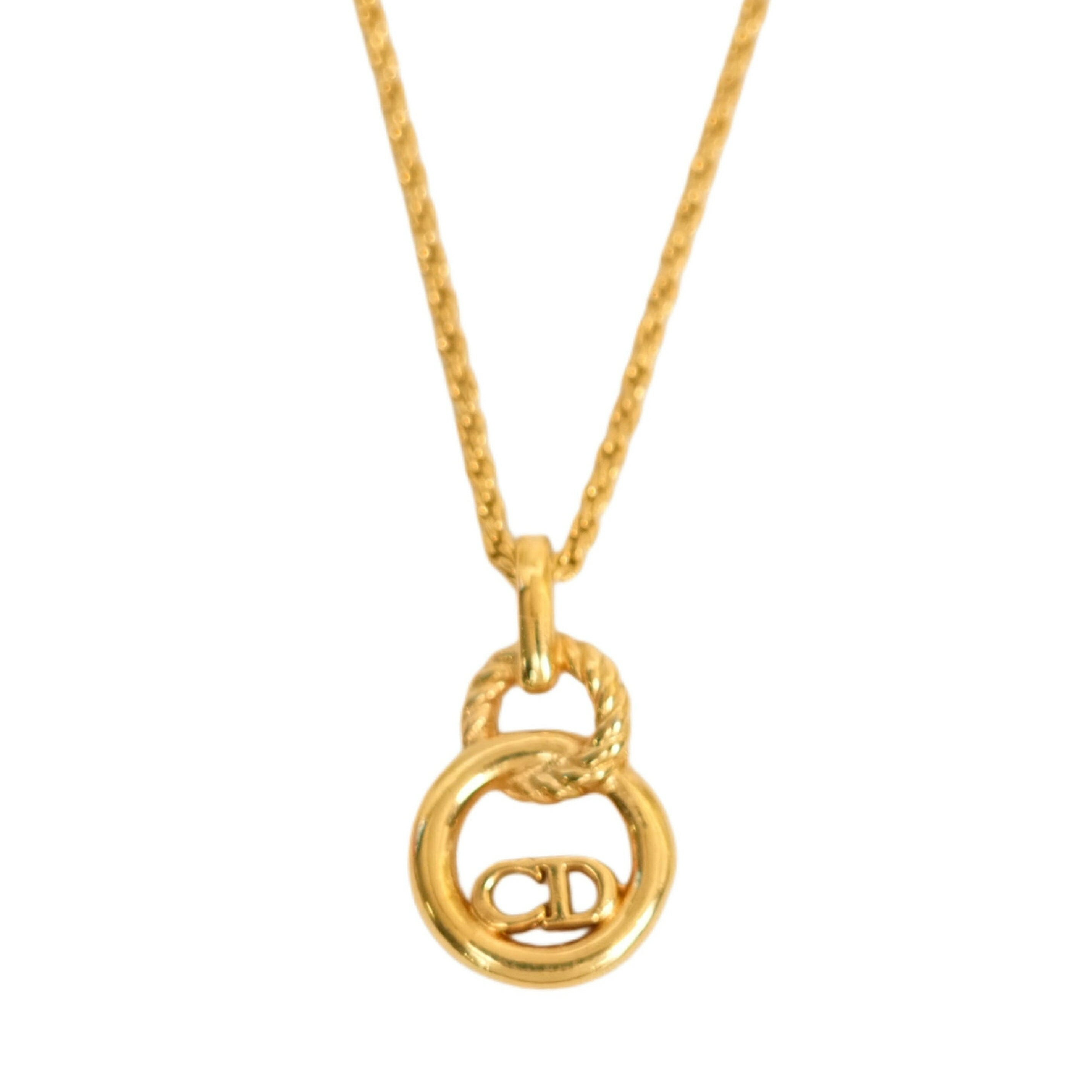 【マラソン5/23 20時〜P5倍＆クーポンあり】【中古・VINTAGE】CHRISTIAN DIOR クリスチャン ディオール CDロゴ ネックレス ゴールド メッキ ヴィンテージCD Logo Necklace