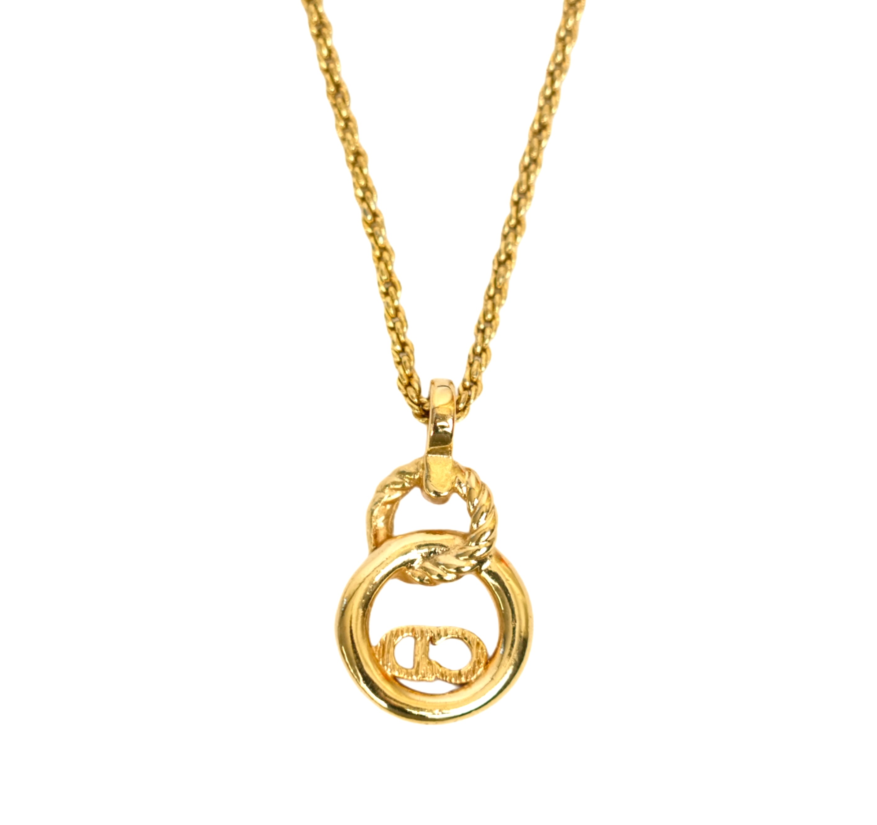 【マラソン5/23 20時〜P5倍＆クーポンあり】【中古・VINTAGE】CHRISTIAN DIOR クリスチャン ディオール CDロゴ ネックレス ゴールド メッキ ヴィンテージCD Logo Necklace