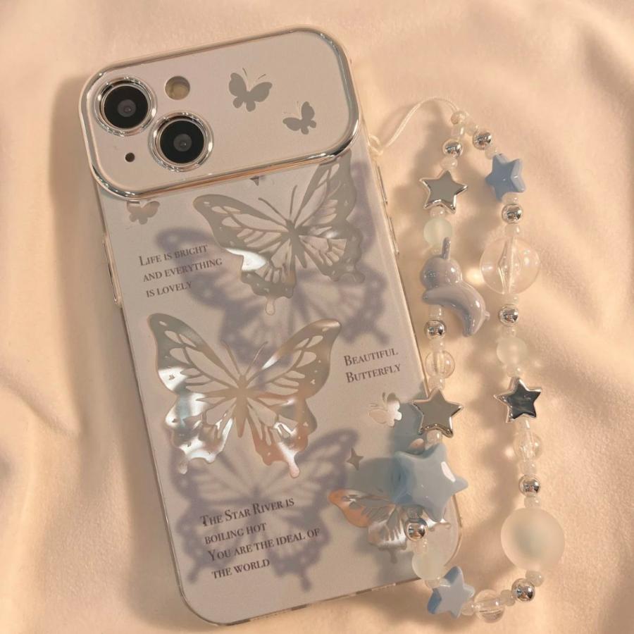 スマホケース iPhone12カバー ストラップ ケース おしゃれ 蝶々 星 携帯 iPhone 13 14 アイフォンケース スマホスタンド かわいい キラキラ Y2K