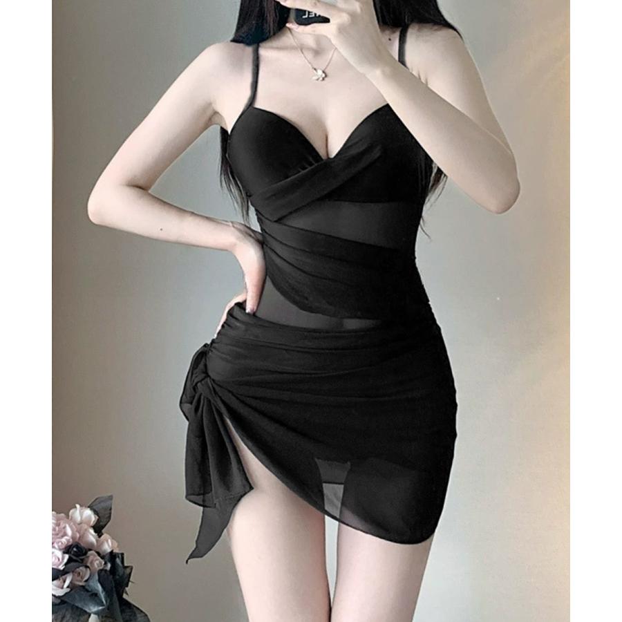 盛れるワンピース水着パレオ付き2点セット【ゆうパケット】