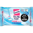 掃除機・雑巾がけが1度に！いろんな汚れが1度にとれる立体吸着ウエットシート。 洗浄液を含んだ立体構造のシートにより、ホコリ・髪の毛・足裏汚れ・泥汚れまで1度に拭きとれます。99％除菌＊＆消臭。 掃除機をかけずに、いきなり使ってもOK！ 1枚（両面）で約15〜20畳をおそうじできます。 ●香りが残らないタイプ ＊すべての菌を除菌するわけではありません 【フロア用そうじシート（ウエットタイプ）】 【用途】 床（フローリング、ビニール）・壁・畳・網戸・玄関たたき ※表面がザラザラしていたり、ささくれ・突起物等がある場合は、洗浄液がしみこんだり、シートのセンイが抜けることがあります。目立たない所で試してからお使いください。 【使えないもの】 窓・鏡・水ぶきできないもの（水がしみこむ白木・家具・壁材等）・桐・うるし塗り・銅・しんちゅう製品・プラスチック製品・液晶画面・プラズマディスプレイの画面・天然石材 【シート材質】 ポリエステル、レーヨン、アクリル、ポリプロピレン 【成分】 エタノール、界面活性剤（アルキルアミンオキシド）、除菌剤、香料 【シートの大きさ】 約205mm×約285mm 【液性】 弱アルカリ性 【香り】 香りが残らないタイプ ふいた時には、ほのかな香りがします。 【使い方】 ●水に溶けないので、トイレには流さない。 クイックルワイパーの柄がゆるんでいないことを確認してください。 ●袋表面のシールを真横にめくり、シートを1枚取り出してください。 ●シートの中央部にクイックルワイパーを置いて、ヘッドを包み込むよう、差し込み口（4ヶ所）に押し込んで止めてください。 使用中、床に液がつかなくても、シートにしめり気があれば汚れは取れます。 ●こびりつき汚れやシミは、クイックルワイパーを使わず、シートで直接ふいてください。 市販のお掃除シートが使用可能な床ふきロボット掃除機にも取り付けられます。 床ふきロボット掃除機の取り扱い説明書をよくお読みになってお使いください。 ※クイックルワイパーと必ずしも同じ性能を発揮するわけではありません。 【保管方法】 シートを取り出した後は、表面のシールをぴったり閉めて保管してください。 【使用上の注意】 ●用途外に使わない。 ●シートは長時間置いておくと、乾燥して洗浄効果がなくなるので、1度袋から出したらすぐに使う。 ●クイックルワイパーに付けたまま、長時間直接床の上に置いたままにしない。床が変色することがある。 ●子供の手の届く所や火気の近く、日の当たる所及び高温になる所に置かない。 ●畳、水がしみ込む家具・壁紙は、目立たない所で、変色しないことを試してから使う。 ●砂粒や硬いごみが付着したシート面でふくと床を傷つける恐れがある。 ●使用後は手をよく水で洗う。 ●荒れ性の方や長時間使用する場合は、炊事用手袋を使う。 【応急処置】 ●目に入った時は、こすらずすぐ流水で洗い流す。 ●皮ふについた時は水で洗い流す。 【クイックルワイパー本体のお手入れ】 ●汚れた時は水ぶきし、日陰で乾かしてください。汚れがひどい時は中性洗剤をうすめた液でふいた後、水ぶきしてください。（アルカリ性や酸性の洗剤はヘッドが変質することがあります。） ●ヘッドのクッション部、シートの差し込み口は、長期間のご使用で劣化し、もろくなります。使用できなくなった場合は、新しいクイックルワイパー本体へお買い替えください。 ※クイックルワイパー本体は、力をかけすぎると破損することがあります。 【その他】 クイックルワイパー用 【お問い合わせ先】 花王株式会社 生活者コミュニケーションセンター消費者相談室 〒131-8501 東京都墨田区文花2-1-3 TEL：0120-165-693 ＜受付時間＞9:00〜17:00（土曜・日曜・祝日を除く） ・広告文責：株式会社アイミラ TEL：048-940-5748 ・内容量：16枚 ・原産地：日本製&#9656;&#9656;ゲリラセールや&#9666;&#9666;ここだけのお得情報も！&#9656;&#9656;メルマガ登録&#9666;&#9666; &#9656;&#9656;セール開始や&#9666;&#9666;ポイント UPをお知らせ！&#9656;&#9656;お気に入り登録&#9666;&#9666;