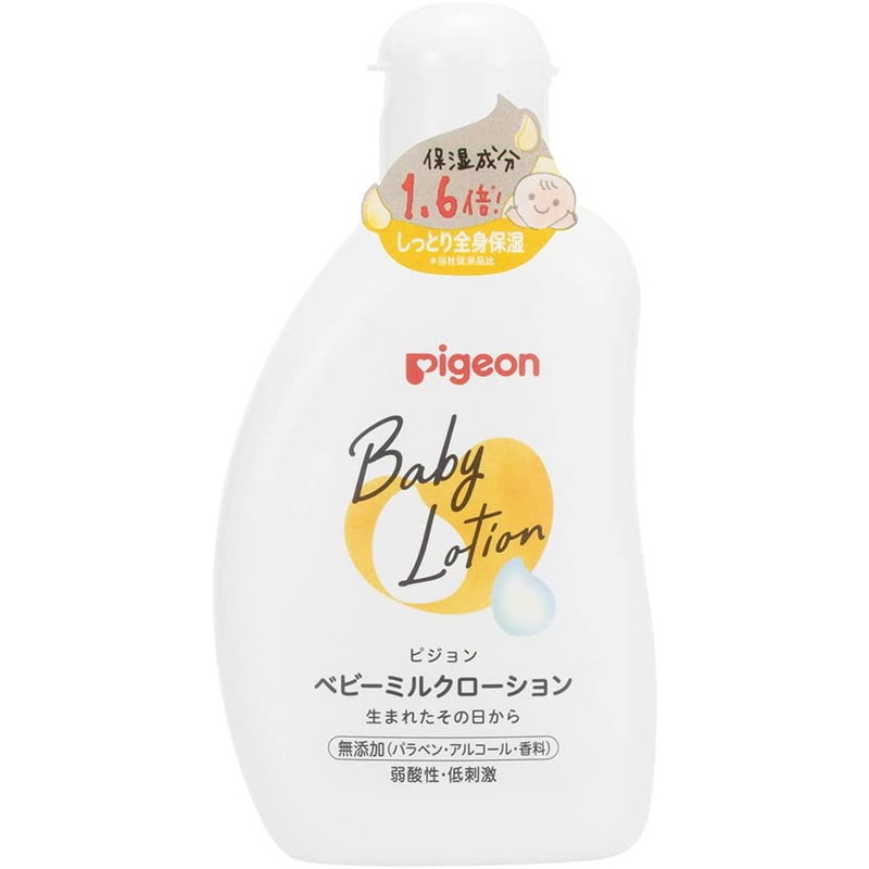 未熟な赤ちゃんの肌に不足しがちな、お肌本来のうるおい類似成分「ピジョンナチュラルモイスチャー※」配合したベビーミルクローションです。 ※セラミドNP＋イソステアリン酸フィトステリル ◆保湿成分1.6倍（当社従来品比） ◆赤ちゃんのお肌に近い弱酸性 ◆のびがよく、べたつかない、乳液タイプのローションです ◆皮フ科医による皮フ刺激性テスト済み （すべての方に肌トラブルが起きないというわけではありません） ◆肌にやさしい無添加シンプル処方 【成分】 水、パルミチン酸エチルヘキシル、グリセリン、ワセリン、セテアレス−6、パルミチン酸ソルビタン、水添ナタネ油アルコール、セテアレス−20、セラミドNP、イソステアリン酸フィトステリル、グリチルリチン酸2K、エチルヘキシルグリセリン、キサンタンガム、（アクリレーツ／アクリル酸アルキル（C10−30））クロスポリマー、ジメチコン、水酸化K、フェノキシエタノール、トコフェロール 【内容量】120g 【注意事項】 ◇肌に異常が生じていないか、よく注意して使用する。 ◇使用中、又は使用した肌に直射日光があたって、赤み・はれ・かゆみ・刺激・色抜け（白斑等）や黒ずみ等の異常が現れた場合は、使用を中止し、皮フ科専門医などへ相談する。そのまま使用を続けると症状が悪化することがある。 ◇傷やはれもの、湿しん等異常のある部位には使用しない。 ◇目に入ったときは、すぐにきれいな水で洗い流す。 【お問い合わせ先】 ピジョン株式会社 お客様サポート 〒103-8480 東京都中央区日本橋久松町4番4号 TEL：0120-741-887 ＜受付時間＞9:00〜17:00 (土・日・祝を除く） ・広告文責：株式会社アイミラ TEL：048-940-5748&#9656;&#9656;ゲリラセールや&#9666;&#9666;ここだけのお得情報も！&#9656;&#9656;メルマガ登録&#9666;&#9666; &#9656;&#9656;セール開始や&#9666;&#9666;ポイント UPをお知らせ！&#9656;&#9656;お気に入り登録&#9666;&#9666;