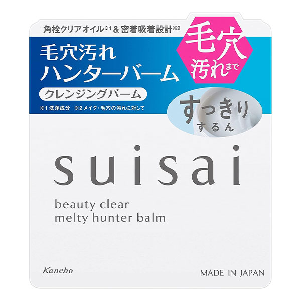 ●メイクや毛穴汚れ・角栓も絡めとり、汚れもヌルつき感もまるごとすっきり毛穴汚れハンターバーム 【使用方法】 ・手や顔をぬらさずにお使いください。 ・付属のスパチュラで手のひらに適量(直径約3cm大)をとり、マッサージするように顔全体のメイクとなじませてください。 ・メイクとなじんだら、ぬれた手でなでるようにバームを白く乳化させたあと、水またはぬるま湯でしっかりと洗い流してください。 【成分】 水添ポリデセン、トリ(カプリル酸／カプリン酸)グリセリル、パルミチン酸エチルヘキシル、トリイソステアリン酸PEG-20グリセリル、パラフィン、セレシン、ジフェニルシロキシフェニルトリメチコン、合成ワックス、香料、メントキシプロパンジオール、ラウロイルグルタミン酸ジ(フィトステリル／オクチルドデシル)、オリーブ果実油、アボカド油、メントール、スクワラン、水、BG、加水分解シルク、ビターオレンジ果皮エキス、シソ葉エキス、レモン果実エキス 【注意事項】 ・傷、はれもの、湿疹等異常のあるところには使用しないでください。 ・肌に異常が生じていないかよく注意してご使用ください。肌に合わない時や、使用中、赤み、はれ、かゆみ、刺激、色抜け(白斑等)や黒ずみ等の異常が出た時、また日光があたって同じような異常が出た時は使用を中止し、皮フ科医へ相談してください。使い続けると症状が悪化することがあります。 ・目に入らないように注意し、入った時は、すぐに充分洗い流してください。異常が残る場合は、眼科医に相談してください。 ・コンタクトレンズをご使用の方は、レンズをはずしてからお使いください。 ・子供や認知症の方などの誤食等を防ぐため、置き場所にご注意ください。 ・ご使用後はフタをきちんとしめてください。 ・高温となる所、直射日光のあたる場所には置かないでください。 ・まれに透明の液体(洗浄成分)が表面ににじみ出ていたり、ムラにみえる場合がありますが、品質には問題ありません。 ◆ご注意◆ ・製品のデザイン・仕様・外観・価格は予告なく変更される場合があります。予めご了承願います。 ・メーカー欠品の場合キャンセルのお願いをする場合がございます。 ・在庫数は随時変動し、即時反映されない場合がございます。 メーカー名:株式会社カネボウ化粧品 生産国:日本 商品区分:化粧品 ・広告文責：株式会社アイミラ TEL：048-940-5748 ・内容量：90g