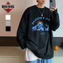 スウェット トレーナー カップル ペアルック メンズ レディース お揃い 服 春 秋 ビッグシルエット メンズ レディース オーバーサイズ ユニセックス 韓国ライク オルチャン 英字 アメカジ【HOOK】【CR】