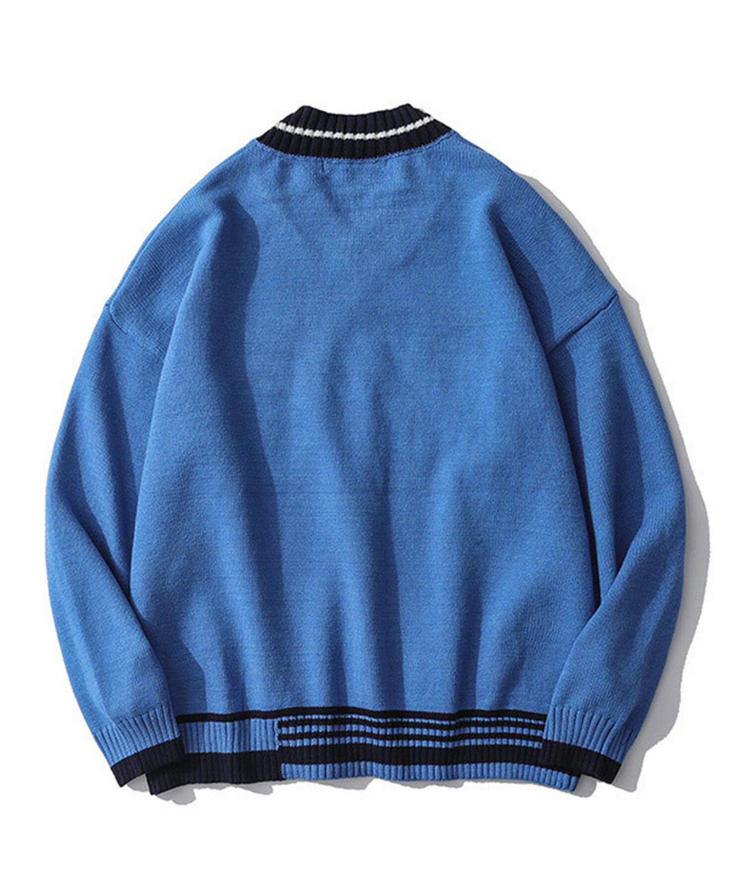 カップル ペアルック Vネックニット セーター お揃い 服 冬 秋 ビッグシルエット メンズ レディース オーバーサイズ ユニセックス 韓国ライク オルチャン 刺繍ワッペン ストリート【HOOK】 3