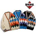 カーディガン メンズ レディース ニットカーディガン セーター カップル ペアルック お揃い 服 冬 秋 ビッグシルエットオーバーサイズ ユニセックス 韓国ライク オルチャン ファッション アーガイル幾 ストリート【HOOK】